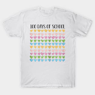 100 Days of School Hearts 100th Vintage Teacher Retro T-Shirt